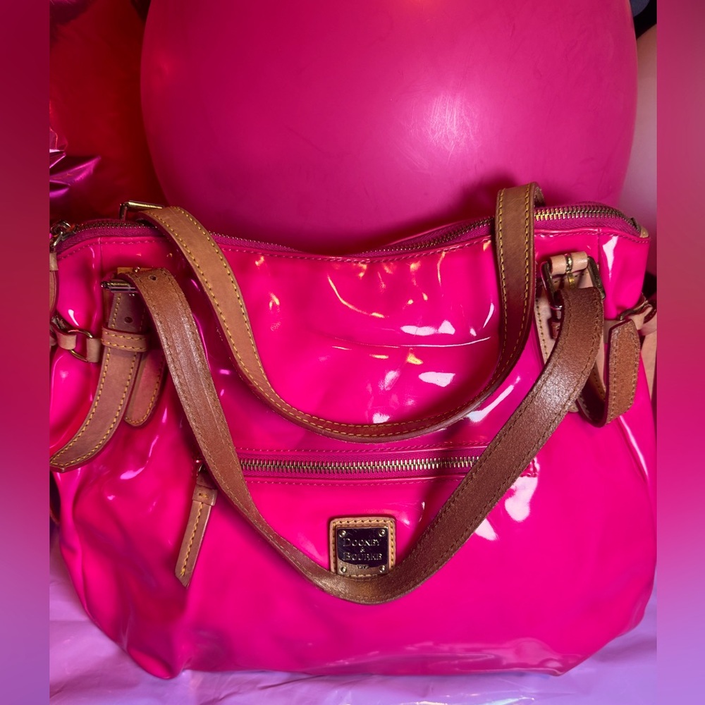Dooney & Bourke Hot Pink Patent Leather Shopper-DISCONTINUED - Picture 1 of 10